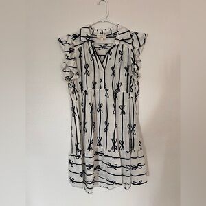 Umgee Navy and White Bow Pattern Dress